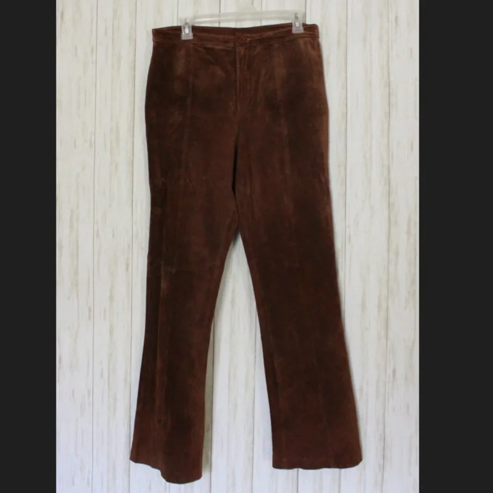 Vtg The Look Brown Suede Pants - Picture 3 of 7